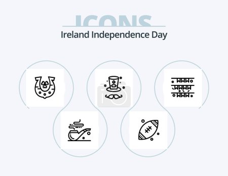Téléchargez les illustrations : Irlande Independence Day Line Icon Pack 5 Icon Design. ordinateur. Irlandais. prix. Irlande. drapeau - en licence libre de droit