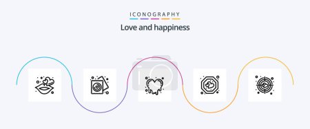 Ilustración de Love Line 5 Icon Pack Including target. aim. bleeding heart. tag. heart - Imagen libre de derechos