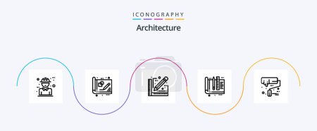 Illustration for Architecture Line 5 Icon Pack Including ruler. design. drawing. architect. document - Royalty Free Image