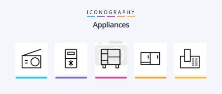 Illustration for Appliances Line 5 Icon Pack Including heater. refrigerator. wardrobe. icebox. oven. Creative Icons Design - Royalty Free Image