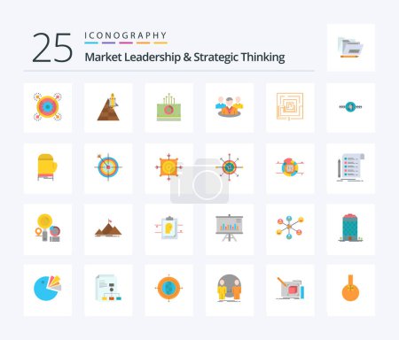 Illustration for Market Leadership And Strategic Thinking 25 Flat Color icon pack including conversation. chat. space craft. group. bucks - Royalty Free Image