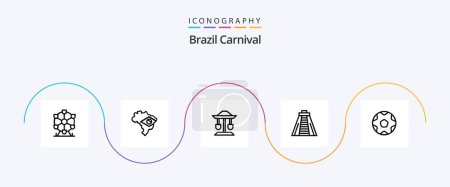 Ilustración de Brasil Carnival Line 5 Icon Pack Incluyendo balance. Bien. Bandera. tambor. carnaval - Imagen libre de derechos