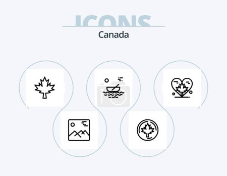 Illustration for Canada Line Icon Pack 5 Icon Design. autumn. leaf. leaf. canada. flag - Royalty Free Image