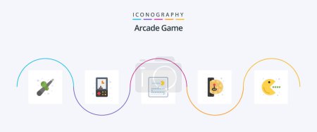Illustration for Arcade Flat 5 Icon Pack Including pacman. game. play. fun. play - Royalty Free Image