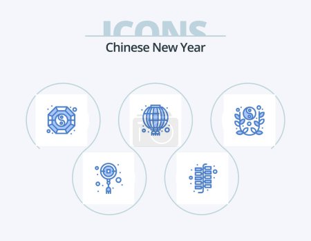 Ilustración de Chinese New Year Blue Icon Pack 5 Icon Design. year. lunar. shui. red. chinese - Imagen libre de derechos