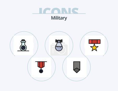 Téléchargez les photos : Military Line Filled Icon Pack 5 Icon Design. star. insignia. insignia. decoration. military - en image libre de droit
