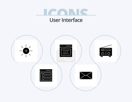 Ilustración de Interfaz de usuario Glyph Icon Pack 5 Icon Design. usuario. interfaz. interfaz. héroe. usuario - Imagen libre de derechos
