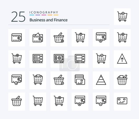 Illustration for Finance 25 Line icon pack including shopping cart. checkout. shopping cart. shop. buy - Royalty Free Image