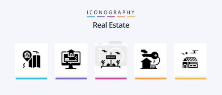 Ilustración de Real Estate Glyph 5 Icon Pack Including real estate . home . home. real estate. Creative Icons Design - Imagen libre de derechos