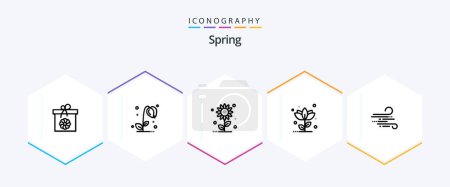 Illustration for Spring 25 Line icon pack including blow. nature. sub flower. flower. flora - Royalty Free Image