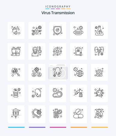 Illustration for Creative Virus Transmission 25 OutLine icon pack  Such As lab. safety. medical. medical. face - Royalty Free Image