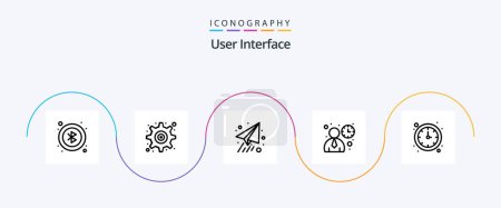 Téléchargez les illustrations : User Interface Line 5 Icon Pack Including . time. paper plane. clock. user - en licence libre de droit