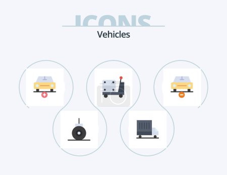 Illustration for Vehicles Flat Icon Pack 5 Icon Design. less. car. more. truck. logistic - Royalty Free Image