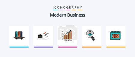 Téléchargez les illustrations : Modern Business Line Filled 5 Icon Pack Including match. business. business. puzzle. schedule. Creative Icons Design - en licence libre de droit