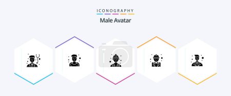Ilustración de Hombre Avatar 25 Glyph paquete de iconos incluyendo abogado. Consejero. trabajador. Abogado. mano de obra - Imagen libre de derechos