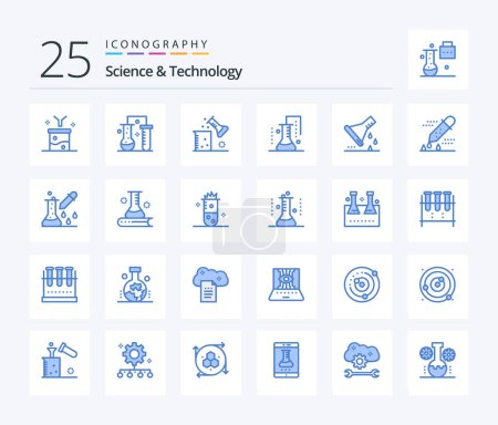 Illustration for Science And Technology 25 Blue Color icon pack including microbiology. chemical test. science of matter. test tube. lab glassware - Royalty Free Image