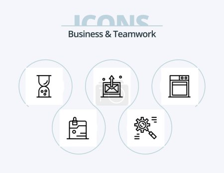Téléchargez les illustrations : Conception d'icône de ligne d'affaires et de travail d'équipe Pack 5. technologie. données. travail d'équipe. les affaires. télécharger - en licence libre de droit