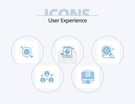 Ilustración de User Experience Blue Icon Pack 5 Icon Design. research. pie. protection. data. report - Imagen libre de derechos