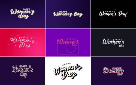 Photo for Pink Happy Women's Day typographical design elements for use in international women's day concept minimalistic design; vector illustration - Royalty Free Image