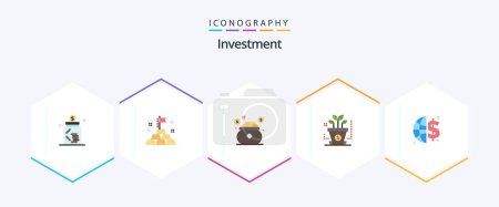 Ilustración de Investment 25 Pack de iconos planos que incluye inversión global. startup. seguro. inversión. ahorro - Imagen libre de derechos