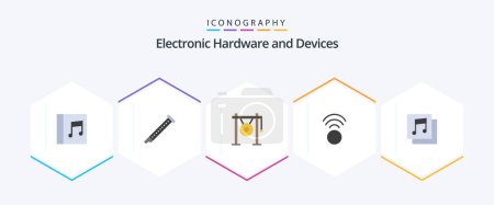 Illustration for Devices 25 Flat icon pack including media. wifi. audio. signal. sound - Royalty Free Image