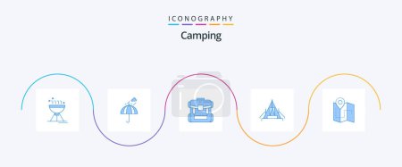 Illustration for Camping Blue 5 Icon Pack Including campsite. camping. weather. tent. hiking - Royalty Free Image