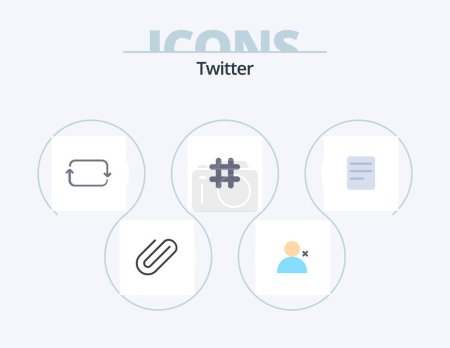 Téléchargez les illustrations : Twitter Flat Icon Pack 5 Icon Design. chat. twitter. front. twitter. hash tag - en licence libre de droit