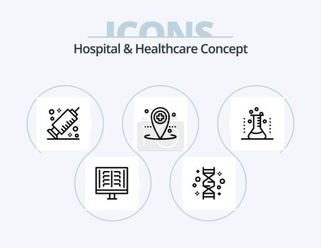 Illustration for Hospital and Healthcare Concept Line Icon Pack 5 Icon Design. hospital. health. medical. hospital. flag - Royalty Free Image