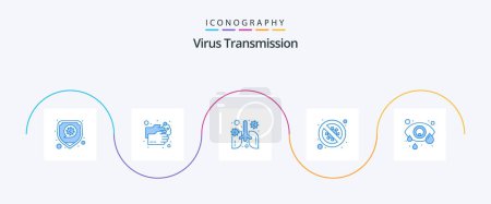 Ilustración de Virus Transmission Blue 5 Icon Pack Incluyendo el ojo. ¡No! anatomía. Prohibido. bacterias - Imagen libre de derechos