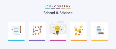 Illustration for School And Science Flat 5 Icon Pack Including content. bulb. science. atom. Creative Icons Design - Royalty Free Image