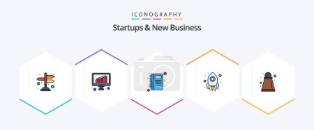 Illustration for Startups And New Business 25 FilledLine icon pack including tactics. path. contact book. startup. business - Royalty Free Image