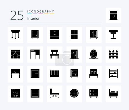 Illustration for Interior 25 Solid Glyph icon pack including desk. window. interior. interior. room - Royalty Free Image