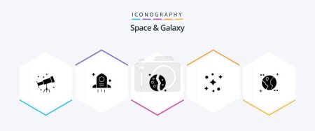 Ilustración de Space And Galaxy 25 Glyph icon pack including . earth. galaxy. astronomy. space - Imagen libre de derechos