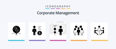 Illustration for Corporate Management Glyph 5 Icon Pack Including leadership. group. money. people. corporate administration. Creative Icons Design - Royalty Free Image