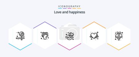 Illustration for Love 25 Line icon pack including plus. heart. love. wing. heart - Royalty Free Image