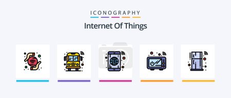 Téléchargez les illustrations : Internet Of Things Line Filled 5 Icon Pack Including device. smart. smart. remote. fridge. Creative Icons Design - en licence libre de droit