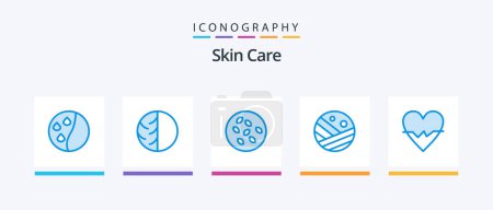 Illustration for Skin Blue 5 Icon Pack Including strong hair. proceed. skin. moisturizer. sesame seeds. Creative Icons Design - Royalty Free Image