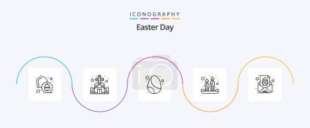 Ilustración de Easter Line 5 Icon Pack Including egg. light. birthday. spring. candles - Imagen libre de derechos
