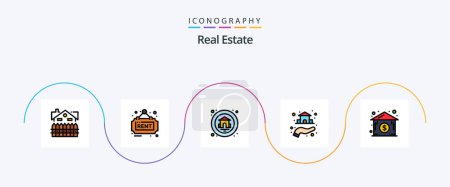 Ilustración de Real Estate Line Filled Flat 5 Icon Pack Including house. hand. sign. property. estate - Imagen libre de derechos