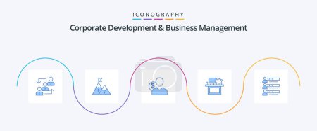 Illustration for Corporate Development And Business Management Blue 5 Icon Pack Including costs. client. achievement. mountain - Royalty Free Image
