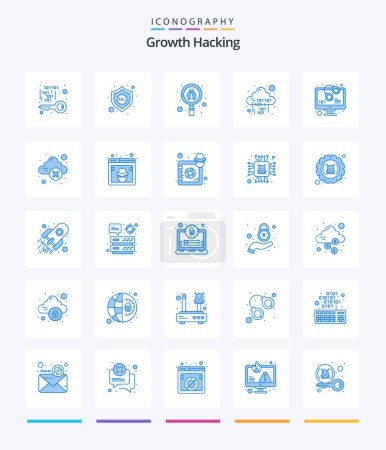 Illustration for Creative Hacking 25 Blue icon pack  Such As code. digital. bug. code. binary - Royalty Free Image
