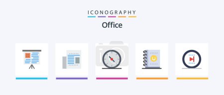 Illustration for Office Flat 5 Icon Pack Including . online. gauge. office. planner. Creative Icons Design - Royalty Free Image
