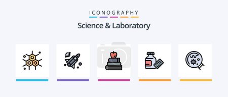 Illustration for Science Line Filled 5 Icon Pack Including science. chemist. attraction. science. books. Creative Icons Design - Royalty Free Image