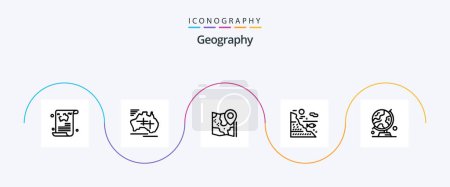 Ilustración de Geo Graphy Line 5 Icon Pack Incluye pescado. debajo. Viajar. destino. ubicación - Imagen libre de derechos
