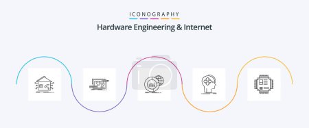 Illustration for Hardware Engineering And Internet Line 5 Icon Pack Including future. advanced. design. infographic. data - Royalty Free Image