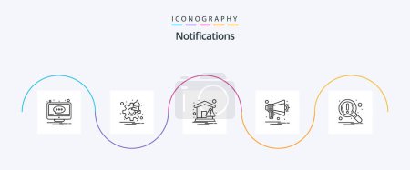 Illustration for Notifications Line 5 Icon Pack Including find. multimedia. time. horn. warning - Royalty Free Image