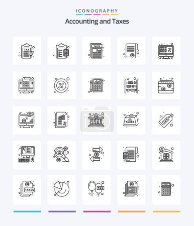 Téléchargez les illustrations : Creative Taxes 25 OutLine icon pack  Such As tax. finance. duties. document. paper - en licence libre de droit