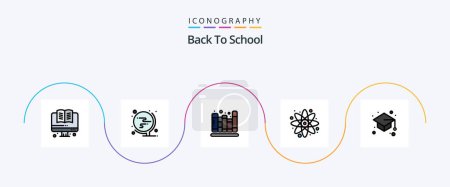 Illustration for Back To School Line Filled Flat 5 Icon Pack Including graduate cap. back to school. books. laboratory. back to school - Royalty Free Image