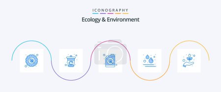 Illustration for Ecology And Environment Blue 5 Icon Pack Including friendly. water. conventional. rain. liquid - Royalty Free Image