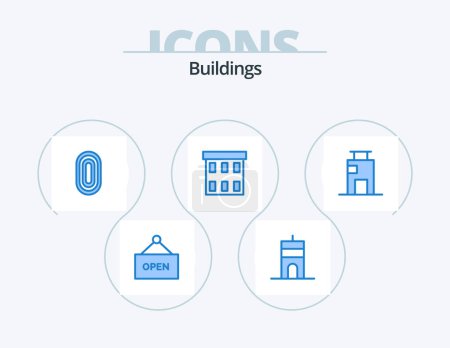 Illustration for Buildings Blue Icon Pack 5 Icon Design. apartment. corporation. buildings. business. building - Royalty Free Image